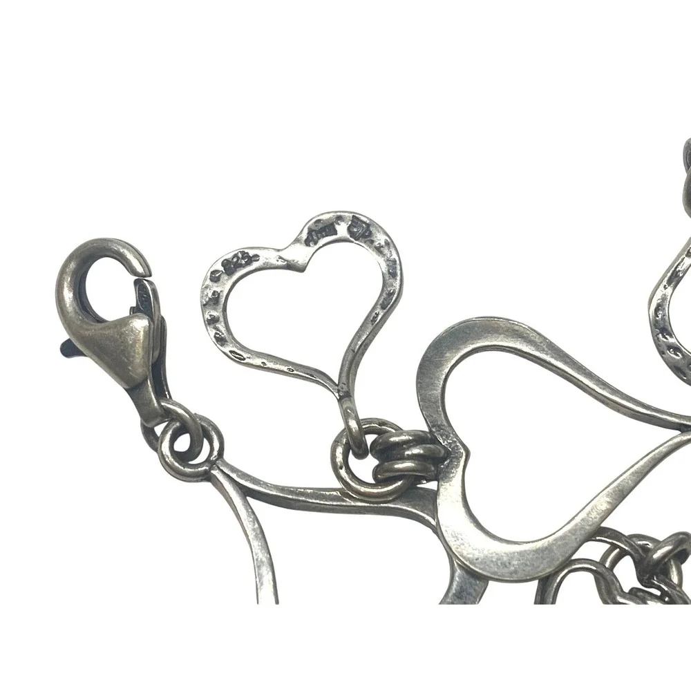 Heart Outline Vintage Sterling Silver Bracelet*9.9g*925*Starter Charm‎ Bracelet